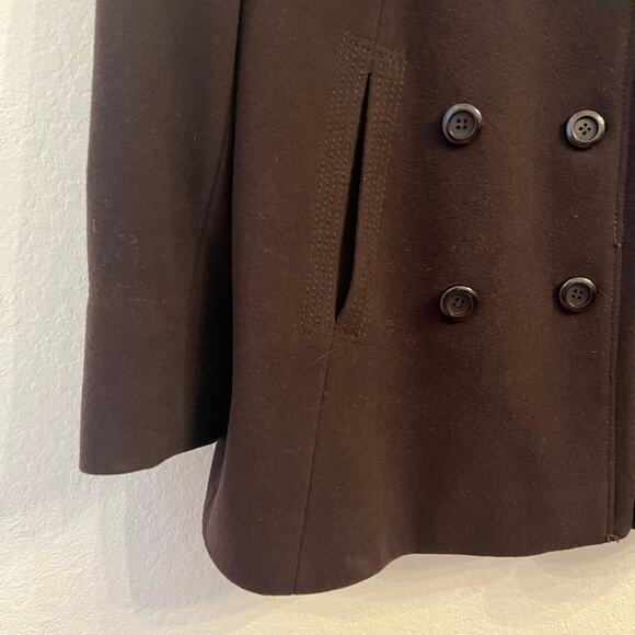 Jones New York Peacoat Size 6 Chocolate Brown Wool Cashmere Blend - Picture 4 of 15